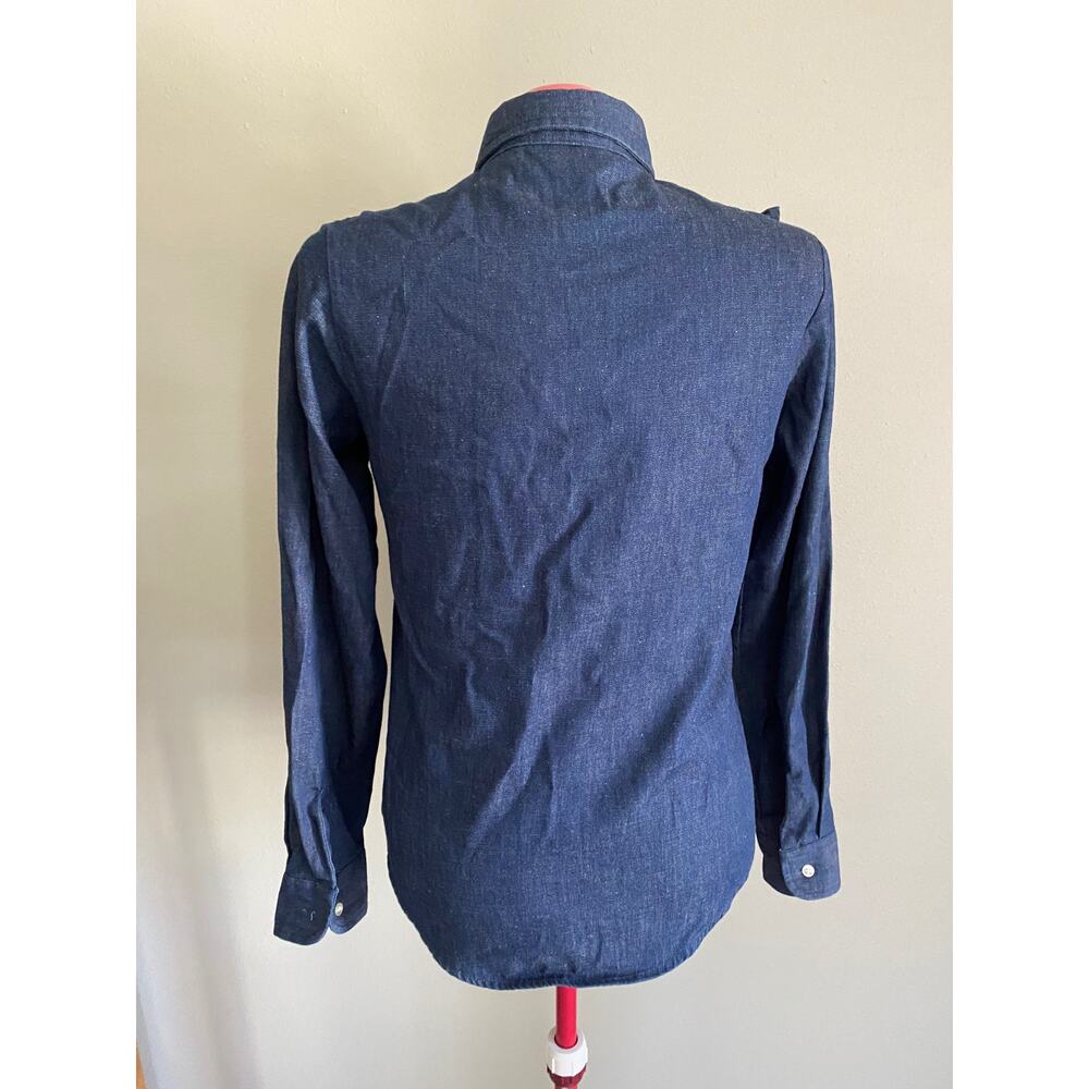 Lee Chambray button down ruffle front dark wash 1… - image 4